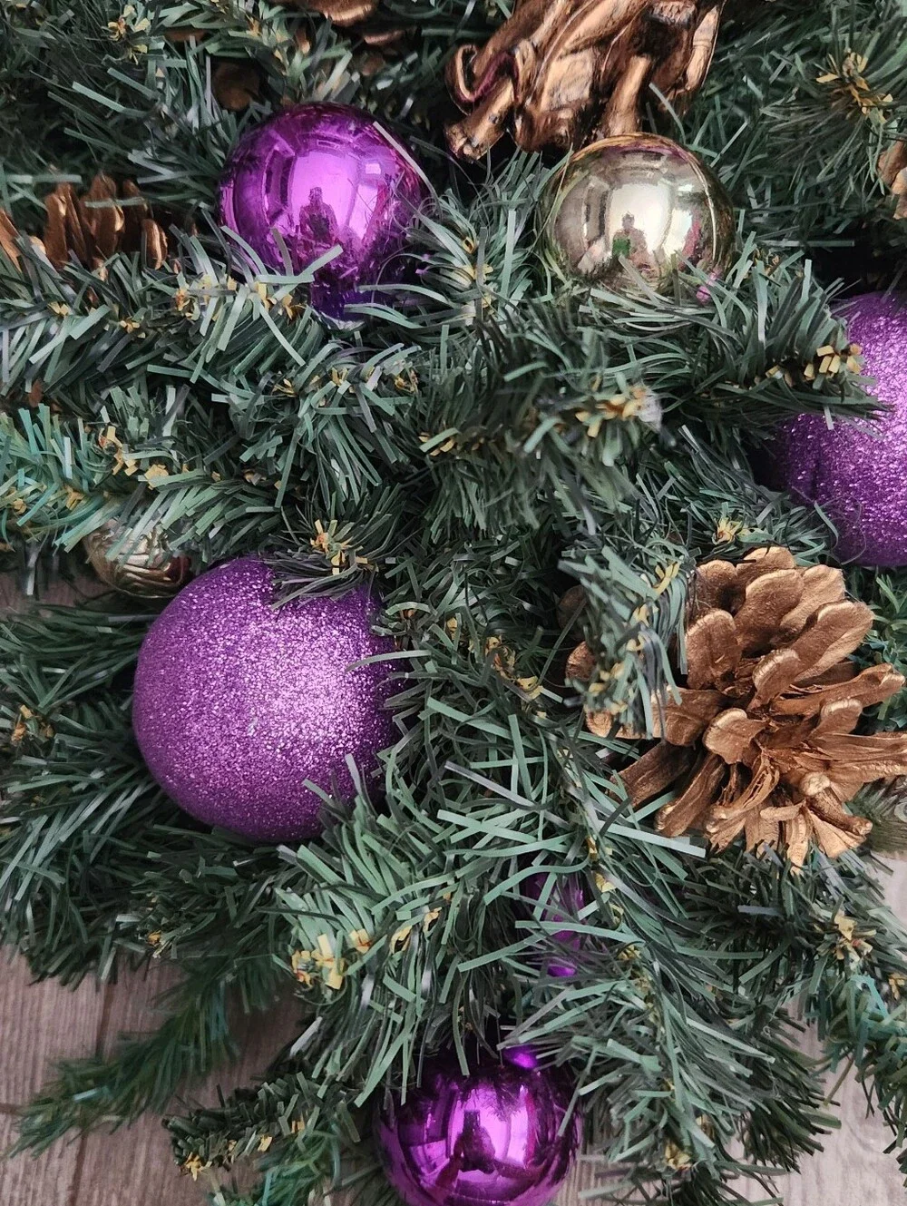 Handmade Purple & Gold Angel Christmas Swag